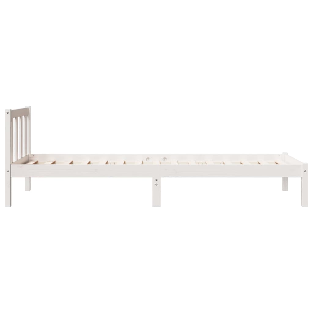 Bed Frame | White | Solid pine wood | Single, 80x210 cm | Extra Long