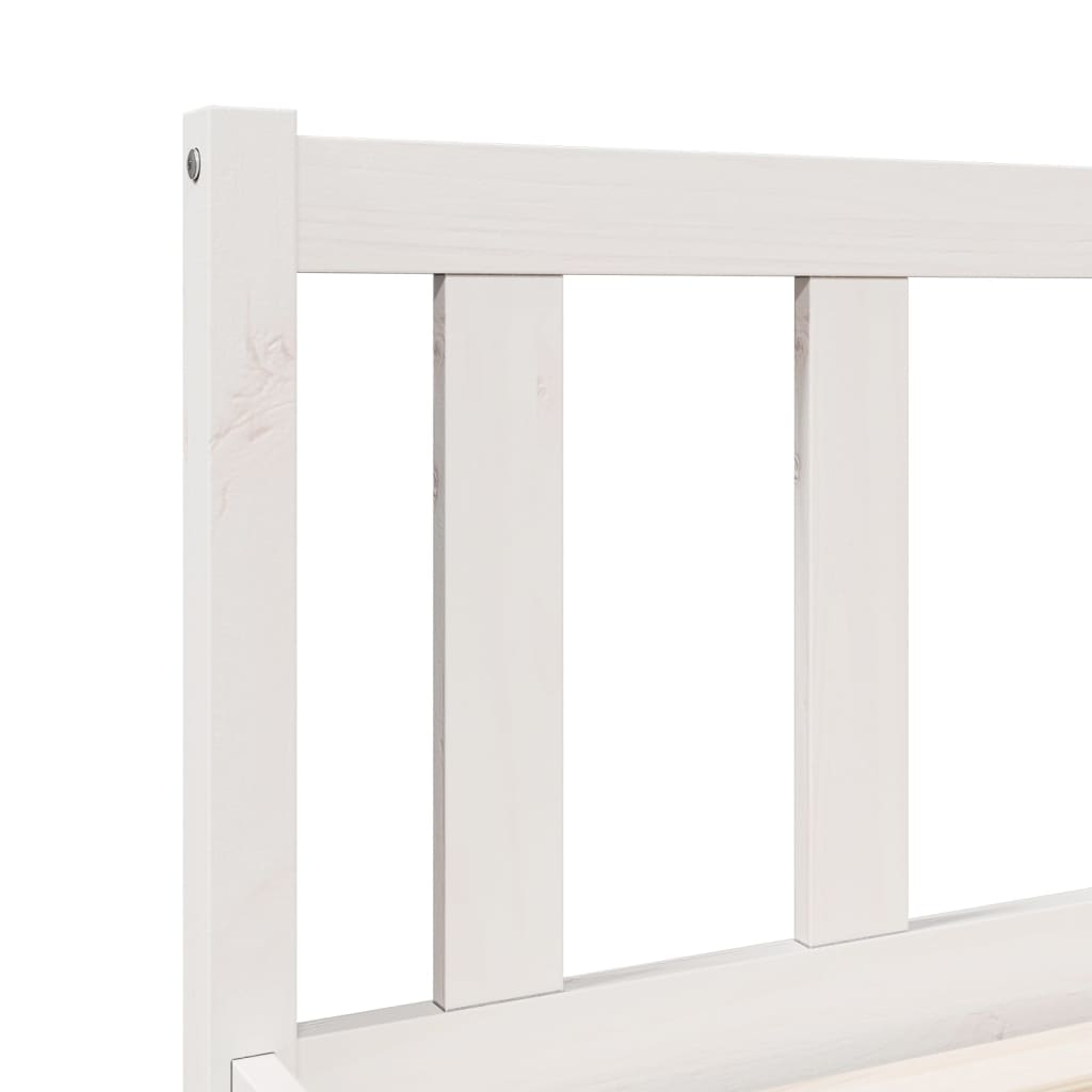 Bed Frame | White | Solid pine wood | Single, 80x210 cm | Extra Long