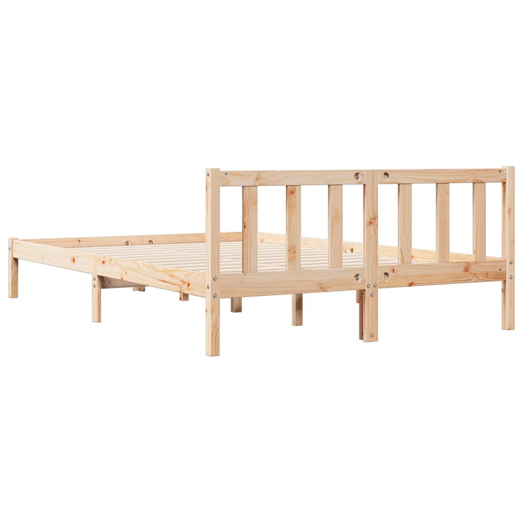 Bed Frame | Natural Wood | Solid Pine Wood | Double | Modern | Bed Frame