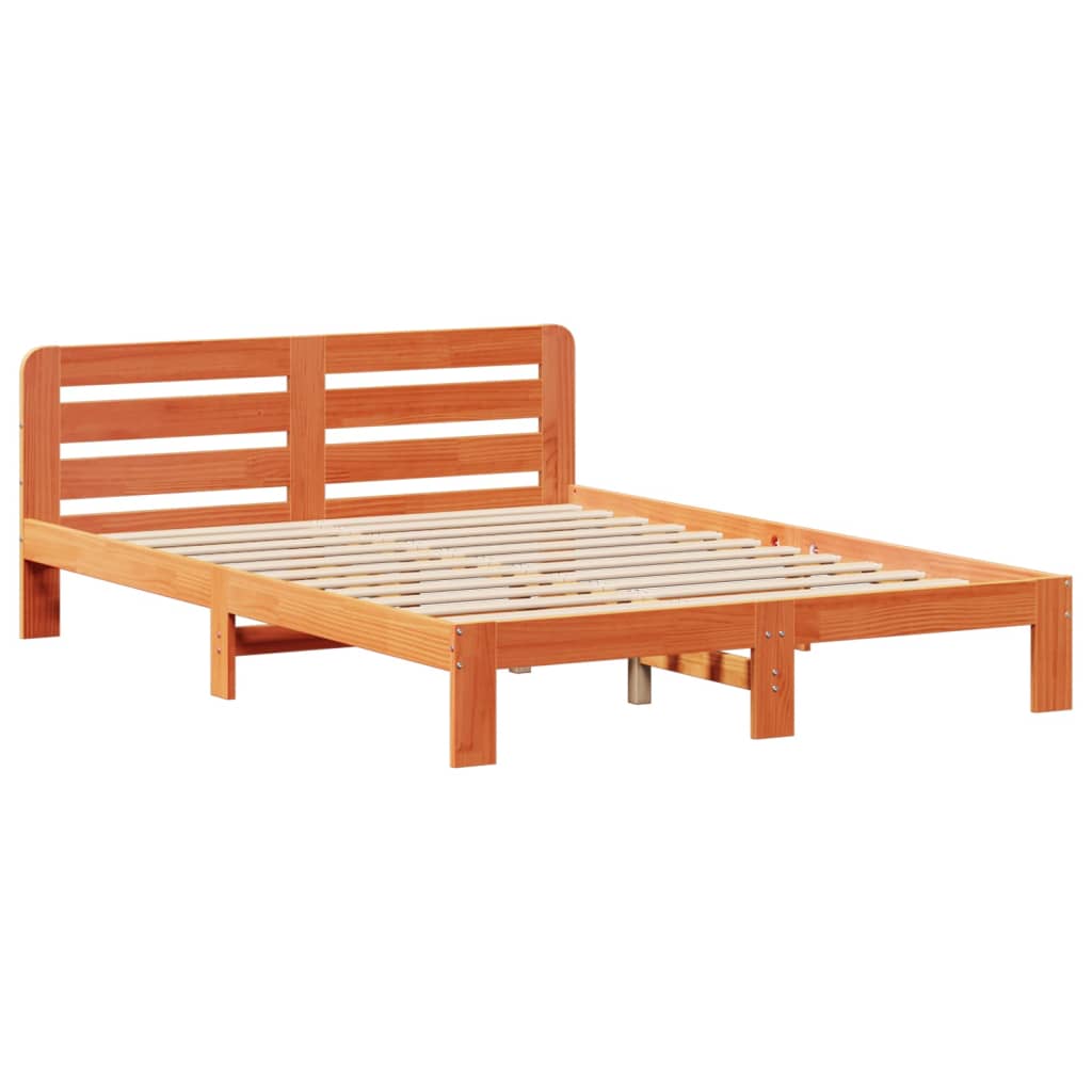 Bed Frame without Mattress Wax Brown 140x200 cm Solid Wood Pine