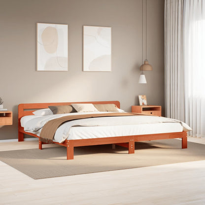 Bed Frame without Mattress Wax Brown 200x200 cm Solid Wood Pine
