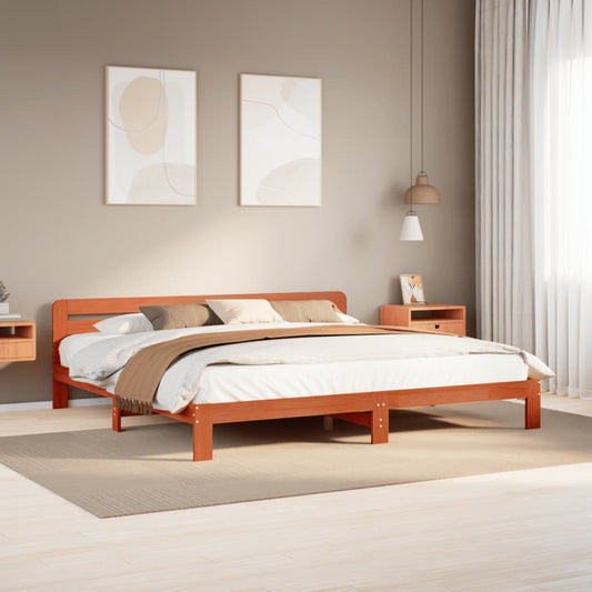 Bed Frame without Mattress Wax Brown 200x200 cm Solid Wood Pine