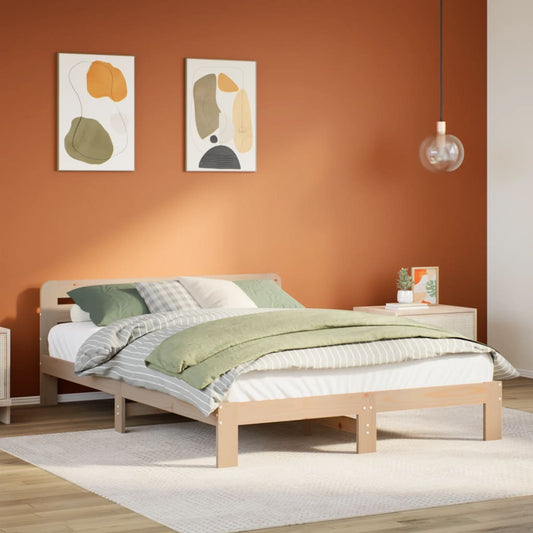 Bed Frame without Mattress 135x190 cm Double Solid Wood Pine