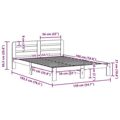 Bed Frame without Mattress White 135x190 cm Double Solid Wood Pine