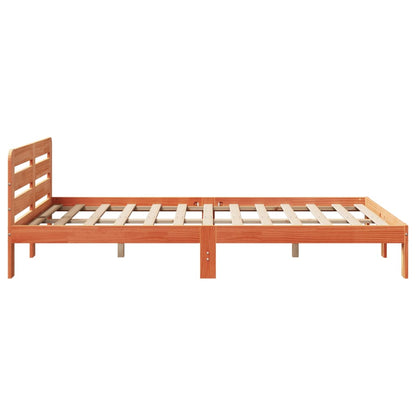 Bed Frame without Mattress Wax Brown 135x190 cm Double Solid Wood Pine