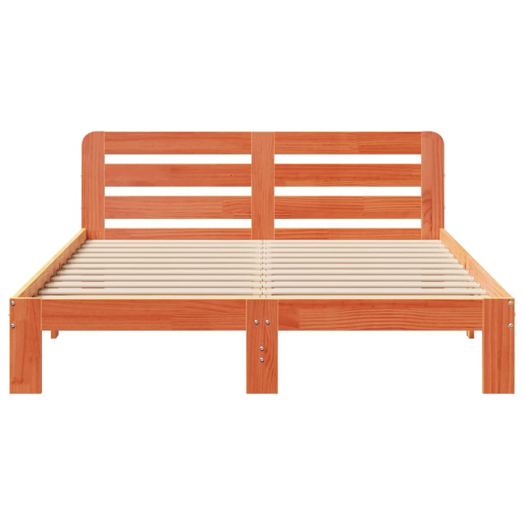 Bed Frame without Mattress Wax Brown 140x190 cm Solid Wood Pine