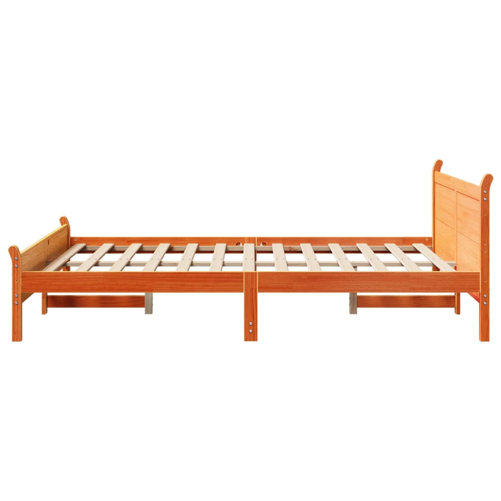 Bed Frame | Wax brown | Solid pine wood, Plywood | King | Bed Frame