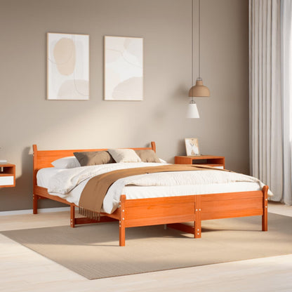 Bed Frame | Wax brown | Solid pine wood, Plywood | King | Bed Frame