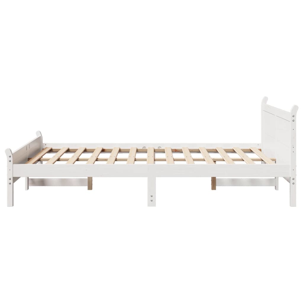 Bed Frame without Mattress White 135x190 cm Double Solid Wood Pine