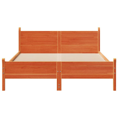 Bed Frame | Wax brown | Solid pine wood | Small Double | Bed Frame
