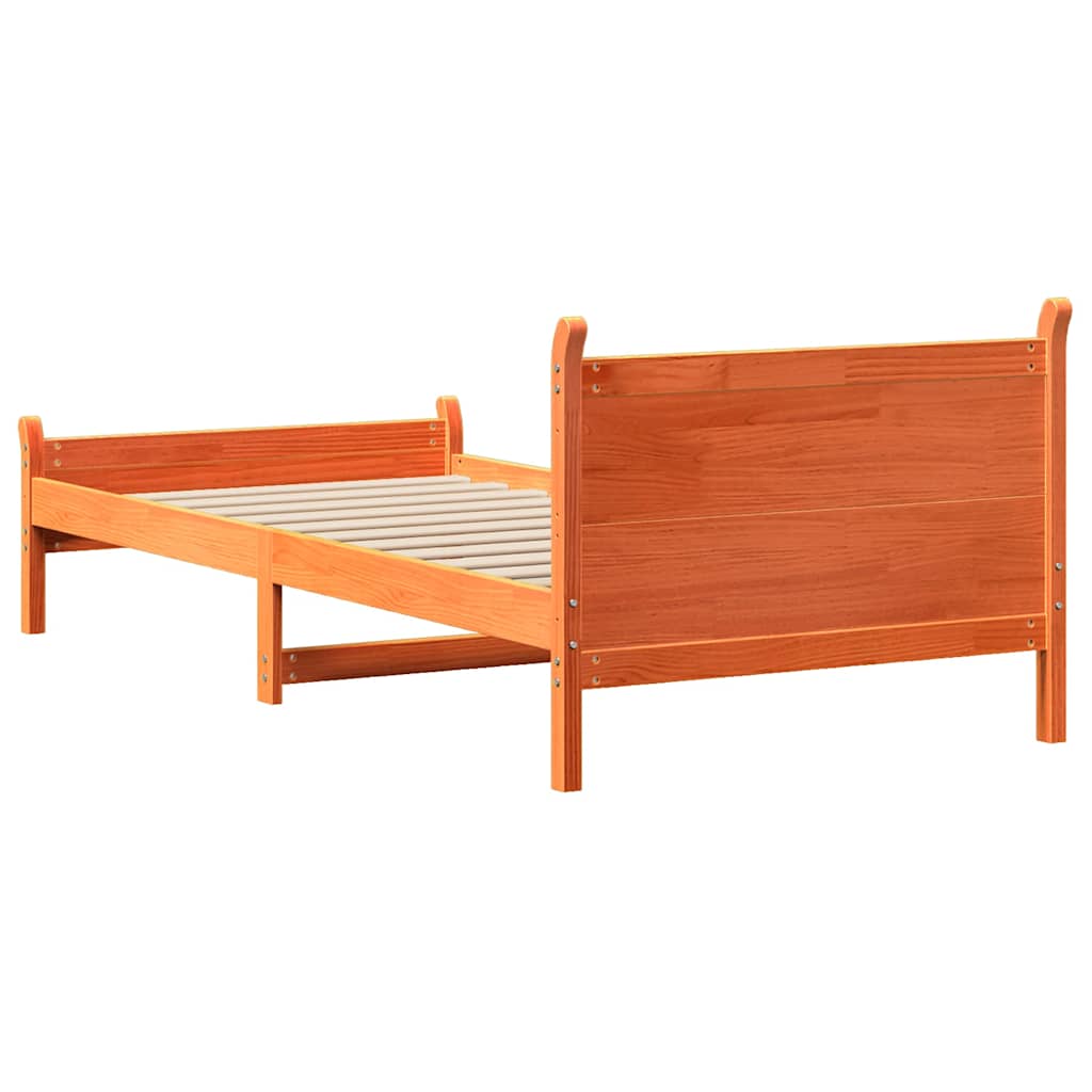 Bed Frame | Wax brown | Solid pine wood | Small Single | Bed Frame