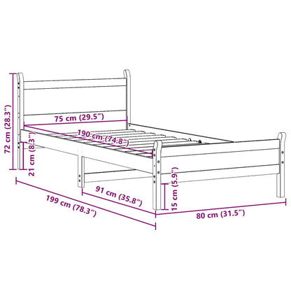 Bed Frame | Wax brown | Solid pine wood | Small Single | Bed Frame