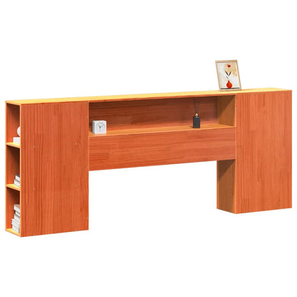 Headboard with Storage Wax Brown 200 cm Solid Wood Pine