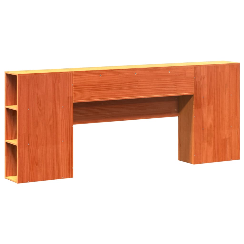 Headboard with Storage Wax Brown 200 cm Solid Wood Pine
