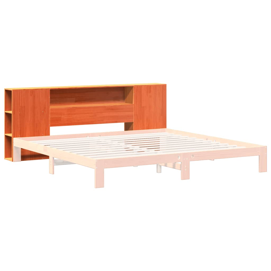 Headboard with Storage Wax Brown 200 cm Solid Wood Pine