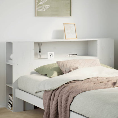 Headboard with Storage White 140 cm Solid Wood Pine