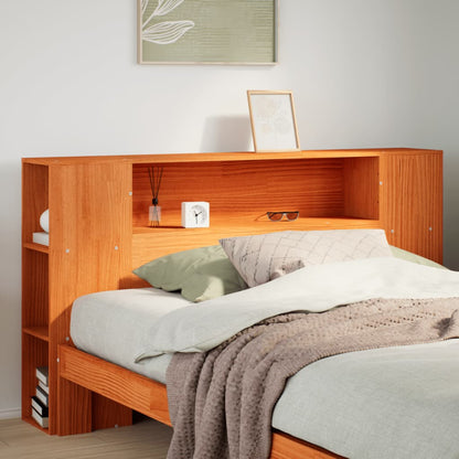 Headboard with Storage Wax Brown 140 cm Solid Wood Pine
