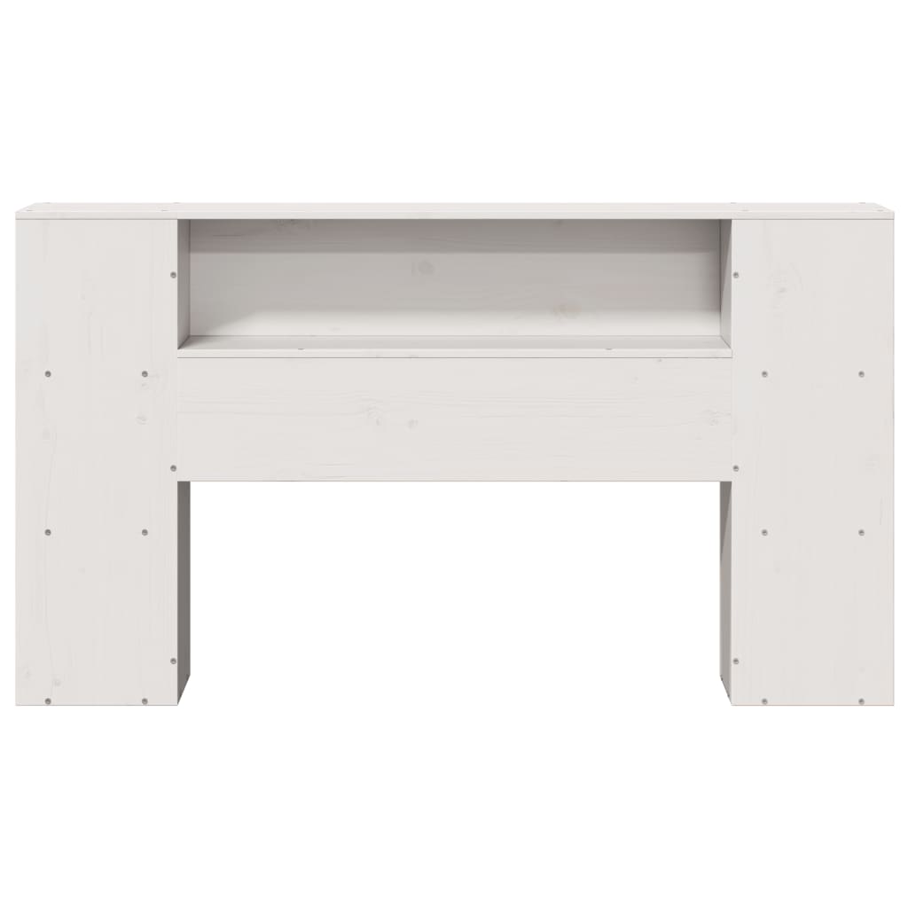 Headboard with Storage White 135 cm Solid Wood Pine