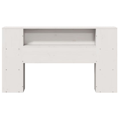 Headboard with Storage White 135 cm Solid Wood Pine