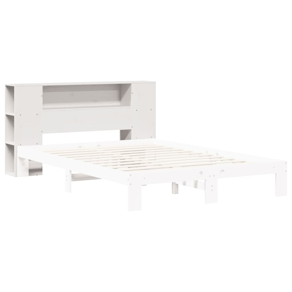 Headboard with Storage White 135 cm Solid Wood Pine