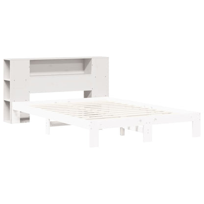 Headboard with Storage White 135 cm Solid Wood Pine