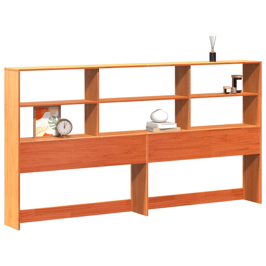 Headboard with Storage Wax Brown 180 cm Solid Wood Pine
