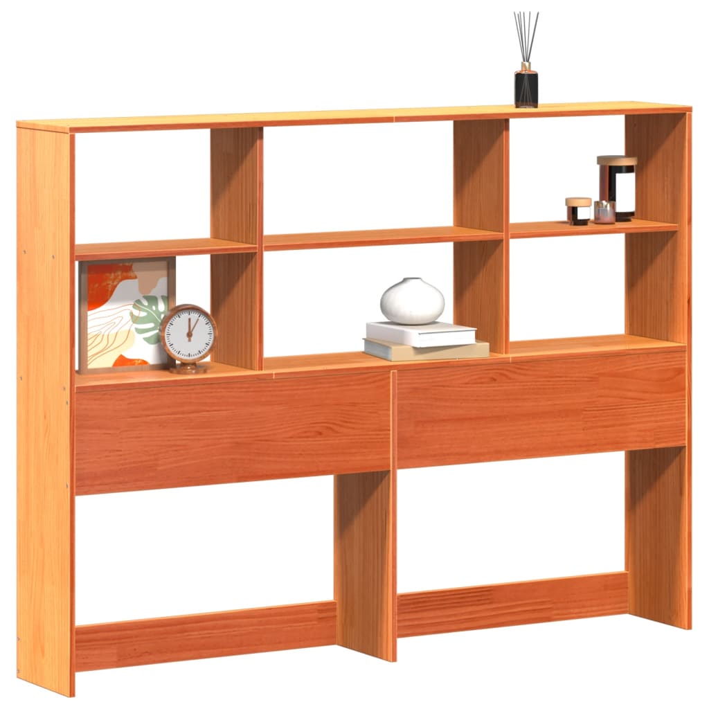 Headboard with Storage Wax Brown 160 cm Solid Wood Pine