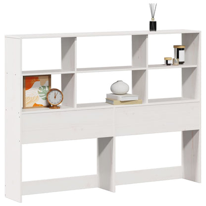 Headboard with Storage White 140 cm Solid Wood Pine
