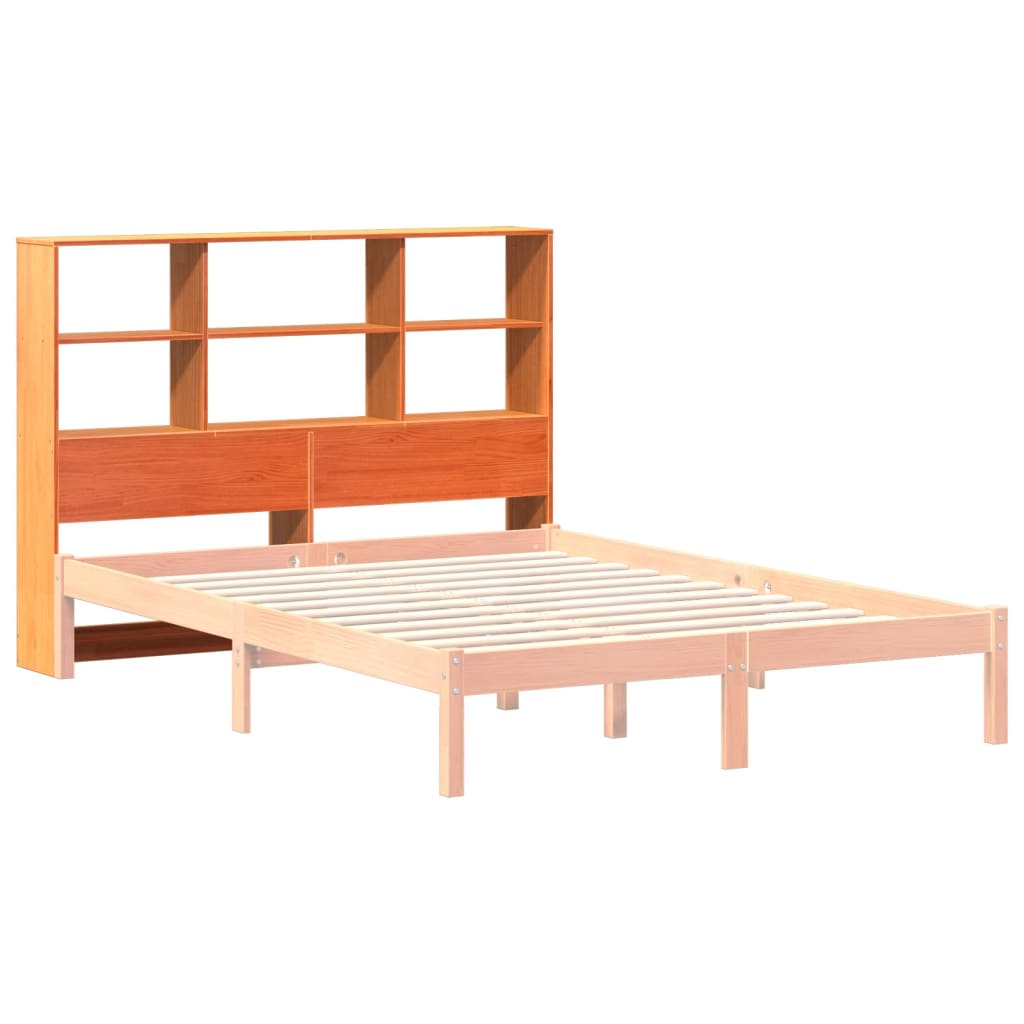 Headboard with Storage Wax Brown 135 cm Solid Wood Pine