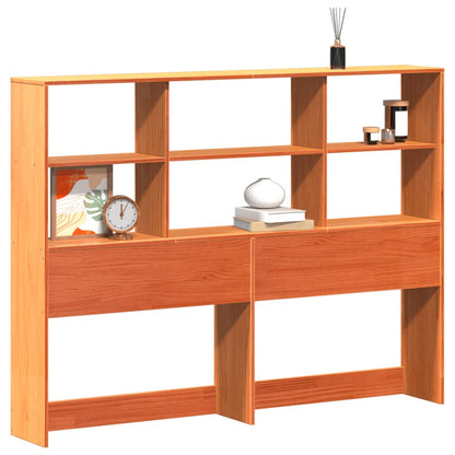Headboard with Storage Wax Brown 120 cm Solid Wood Pine