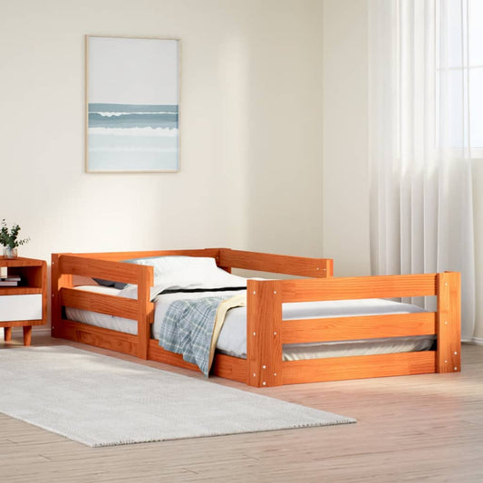 Bed Frame | Wax brown | Solid pine wood, plywood slats | Small Single