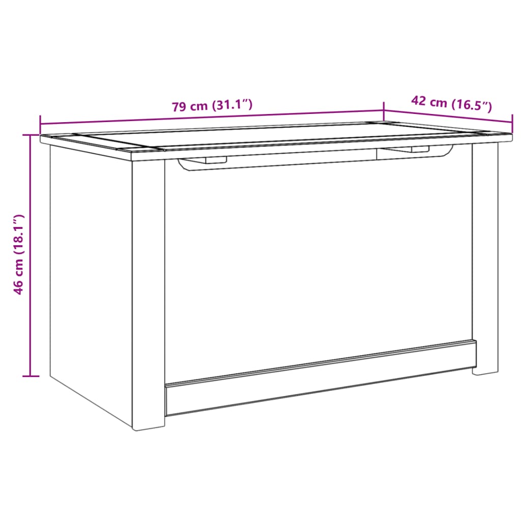 Storage Chest with Lid PANAMA 79x42x46 cm Solid Wood Pine