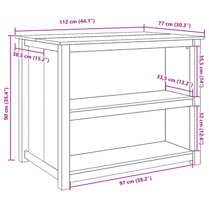 Kitchen Island PANAMA 112x77x90 cm Solid Wood Pine