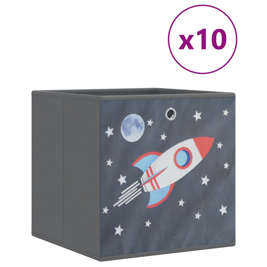 Foldable Storage Boxes 10 pcs Grey 32x32x32 cm Non-woven Fabric