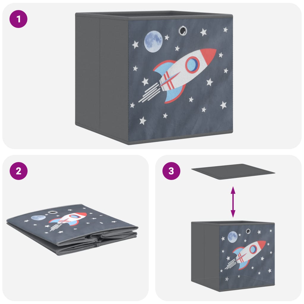 Foldable Storage Boxes 10 pcs Grey 32x32x32 cm Non-woven Fabric