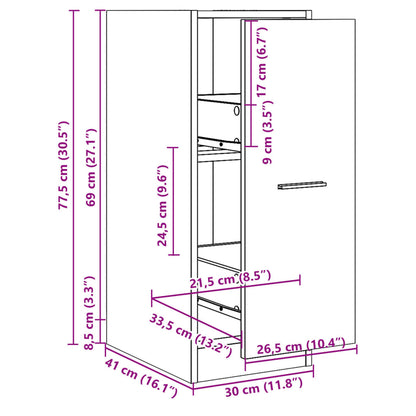 Apothecary Cabinet Grey Sonoma 30x41x77.5 cm Engineered Wood