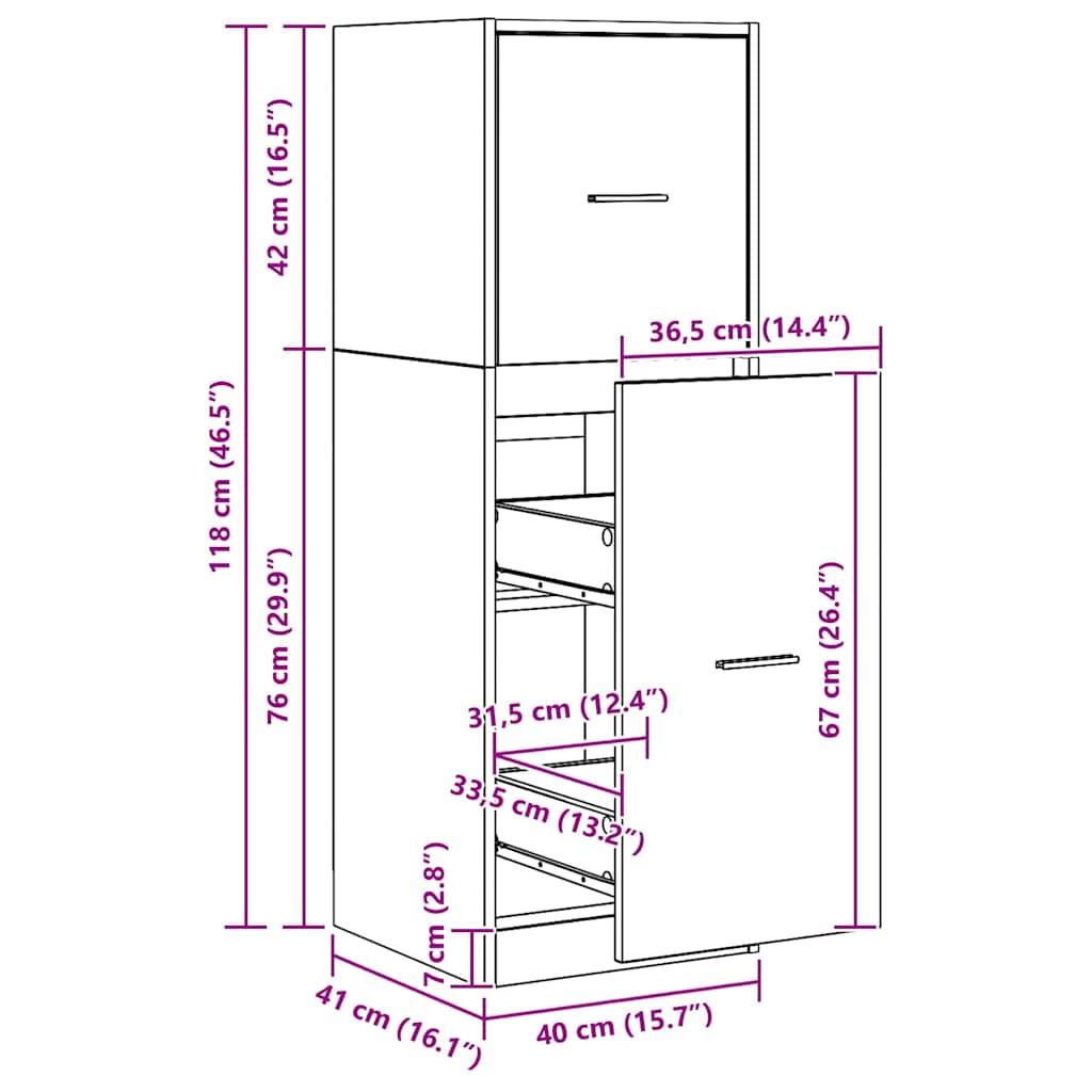 Apothecary Cabinet Artisian Oak 40x41x118 cm Engineered Wood