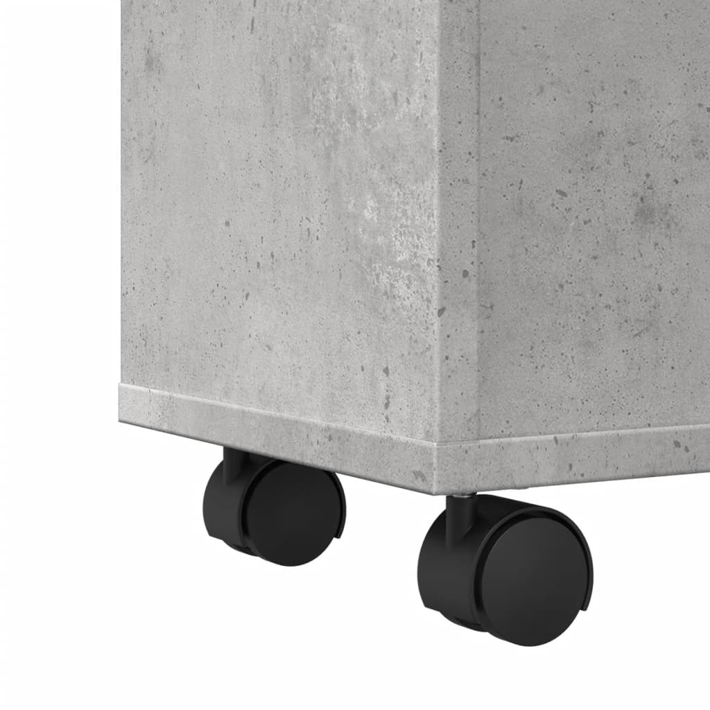 Narrow Bathroom Cabinet with Wheels Concrete Grey Engineered Wood