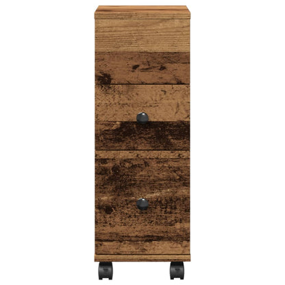 Narrow Bathroom Cabinet with Wheels Old Wood Engineered Wood