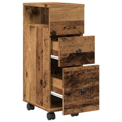 Narrow Bathroom Cabinet with Wheels Old Wood Engineered Wood
