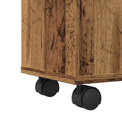 Narrow Bathroom Cabinet with Wheels Old Wood Engineered Wood