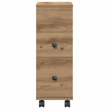 Narrow Bathroom Cabinet with Wheels Artisan Oak Engineered Wood