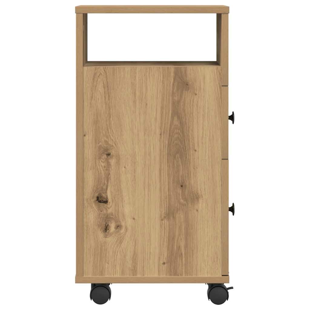 Narrow Bathroom Cabinet with Wheels Artisan Oak Engineered Wood