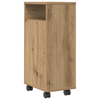 Narrow Bathroom Cabinet with Wheels Artisan Oak Engineered Wood
