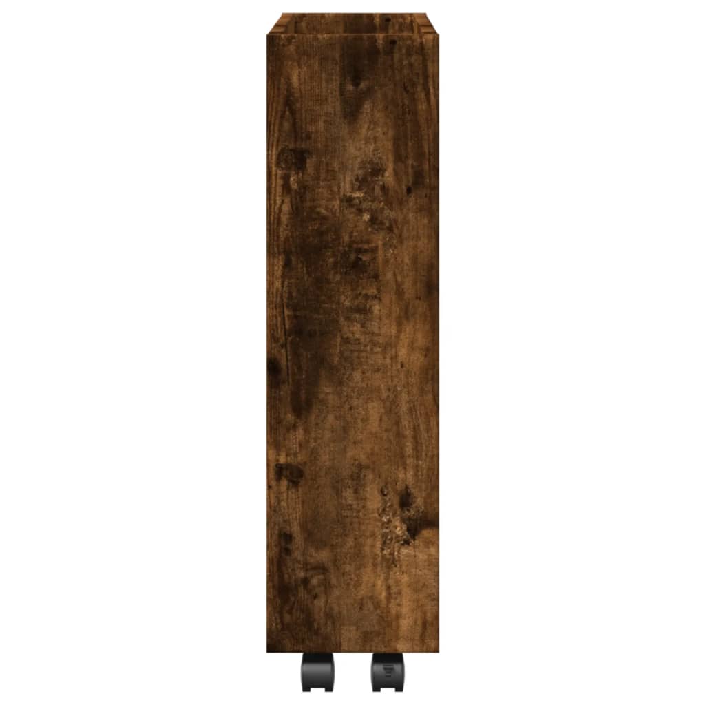 Narrow Storage Trolley 3 Tier Smoked Oak Engineered Wood