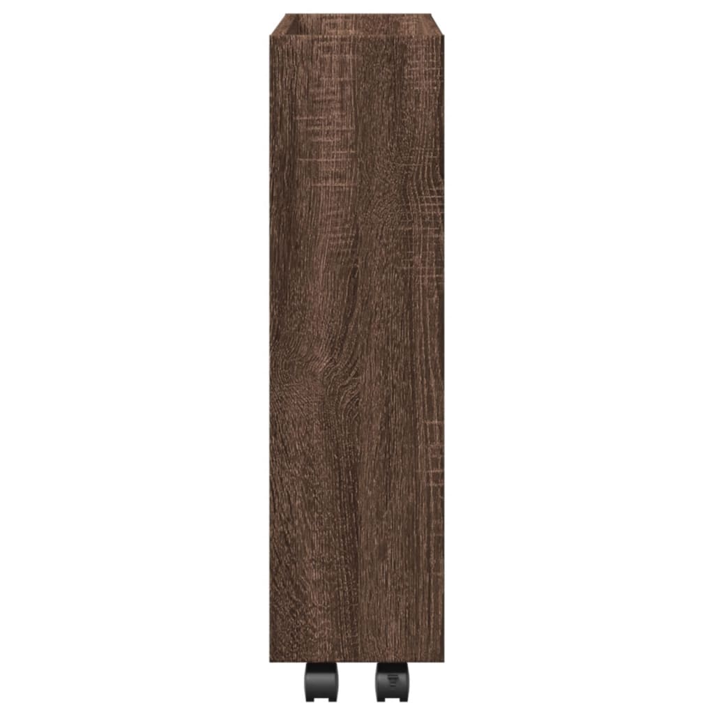 Narrow Storage Trolley 3 Tier Brown Oak Engineered Wood