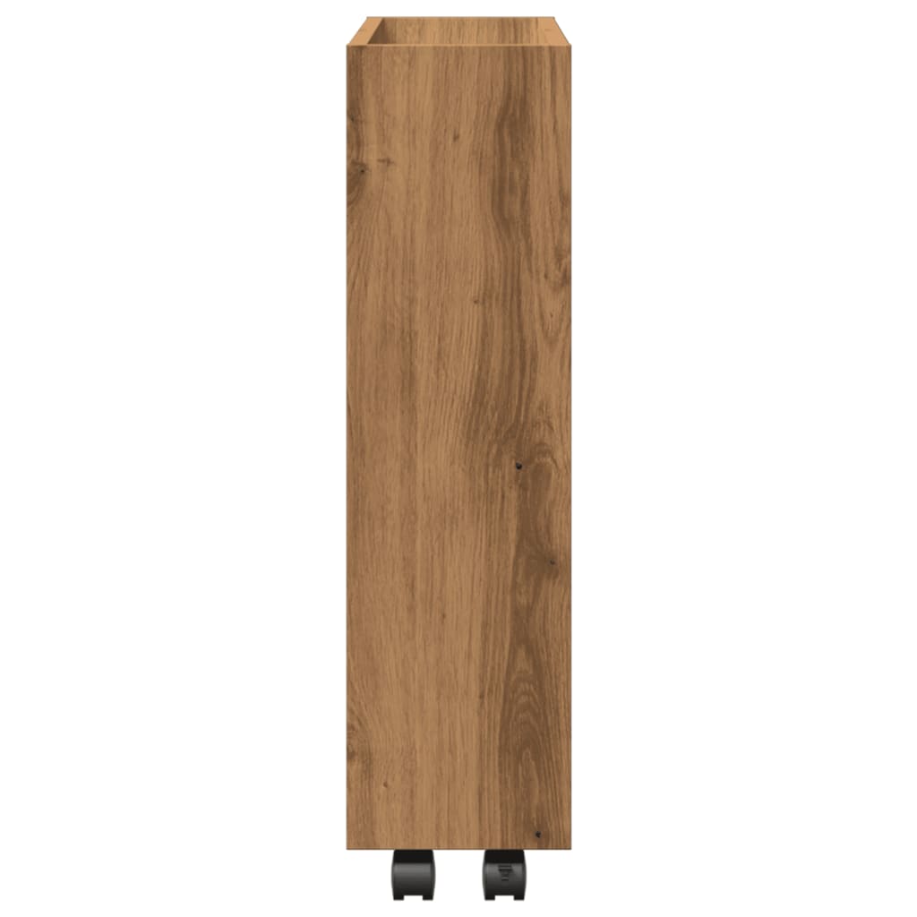 Narrow Storage Trolley 3 Tier Artisian Oak Engineered Wood