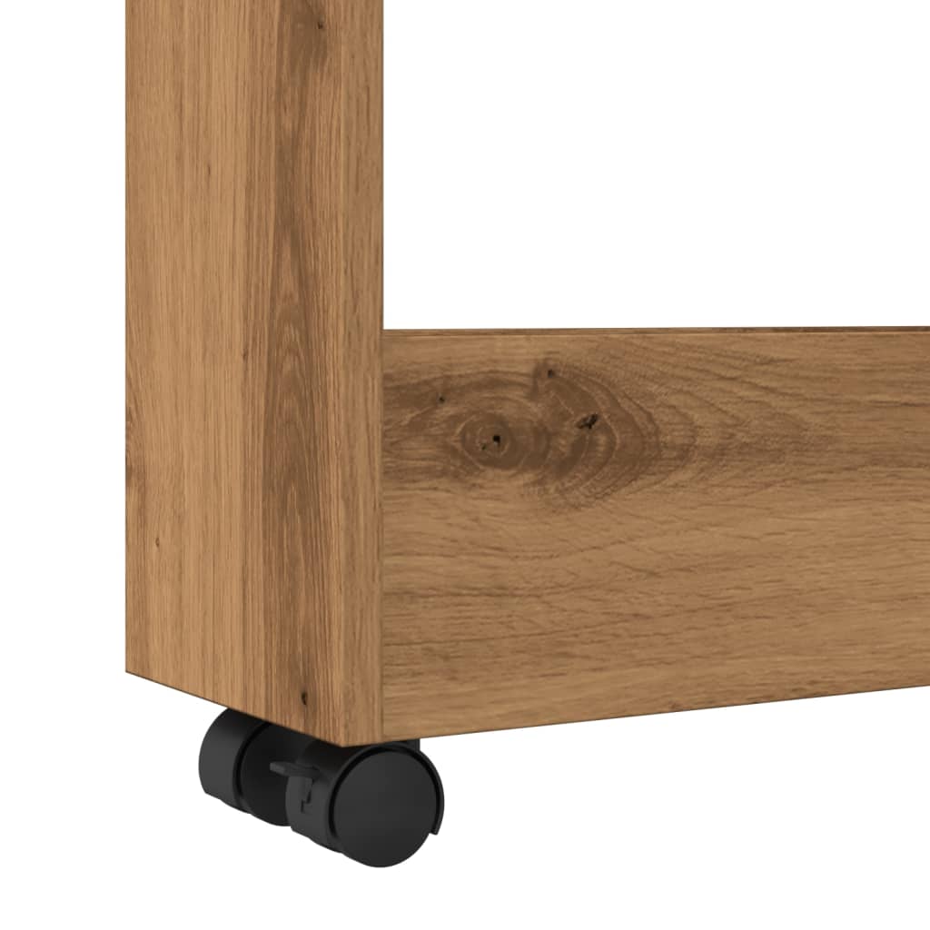 Narrow Storage Trolley 3 Tier Artisian Oak Engineered Wood