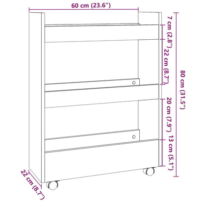 Narrow Storage Trolley 3 Tier Concrete Grey Engineered Wood