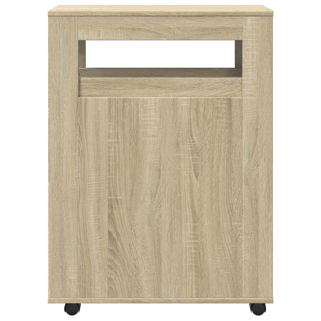 Narrow Bathroom Cabinet with Wheels Sonoma Oak Engineered Wood